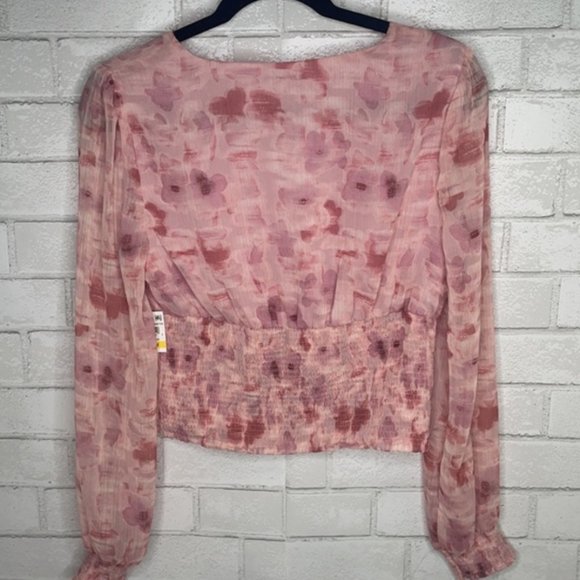 NWT Bar III Floral Print Smocked Waist Top - Picture 8 of 11